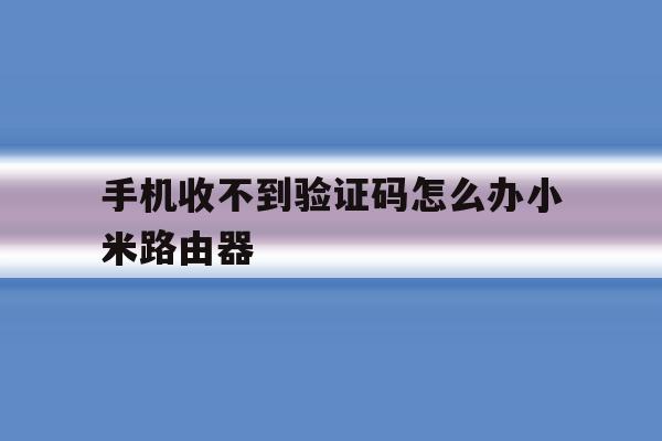 手机收不到验证码怎么办小米路由器 手机收不到验证码怎么办小米路由器