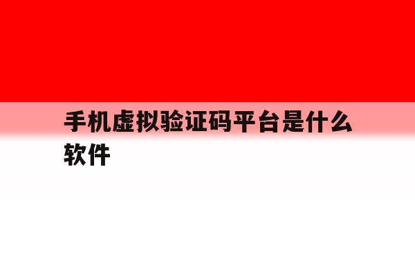 手机虚拟验证码平台是什么软件 手机虚拟验证码平台是什么软件