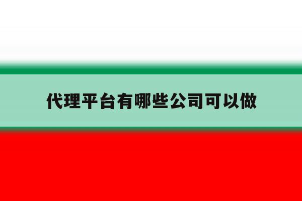 代理平台有哪些公司可以做 代理平台有哪些公司可以做