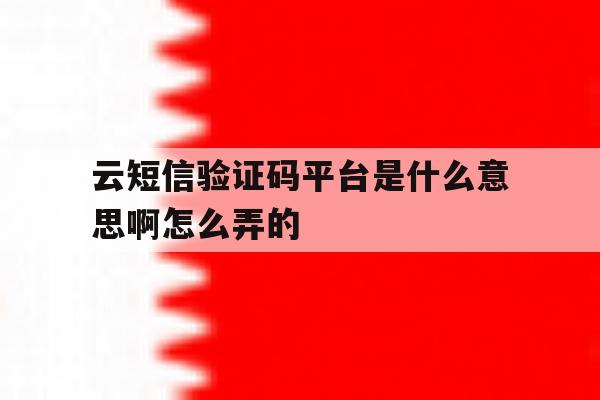 云短信验证码平台是什么意思啊怎么弄的 云短信验证码平台是什么意思啊怎么弄的
