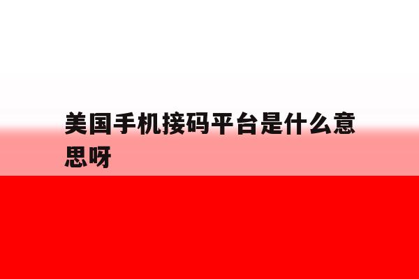 美国手机接码平台是什么意思呀 美国手机接码平台是什么意思呀