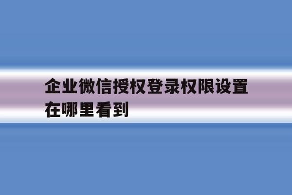 企业微信授权登录权限设置在哪里看到