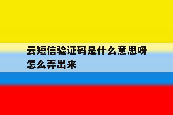 云短信验证码是什么意思呀怎么弄出来 云短信验证码是什么意思呀怎么弄出来
