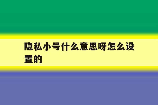 隐私小号什么意思呀怎么设置的 隐私小号什么意思呀怎么设置的