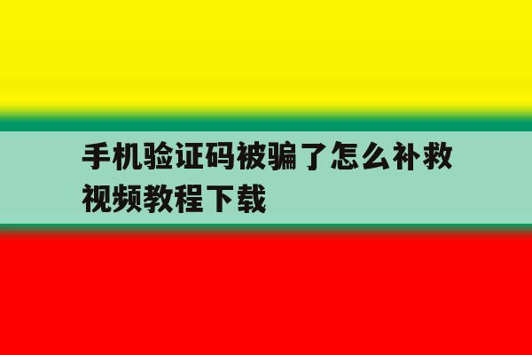 手机验证码被骗了怎么补救视频教程下载 手机验证码被骗了怎么补救视频教程下载