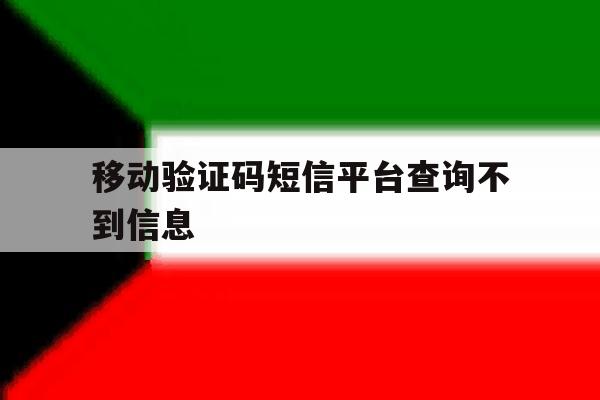 移动验证码短信平台查询不到信息 移动验证码短信平台查询不到信息
