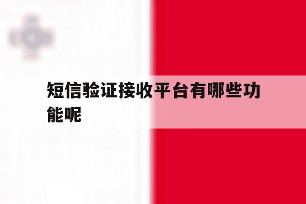短信验证接收平台有哪些功能呢 短信验证接收平台有哪些功能呢