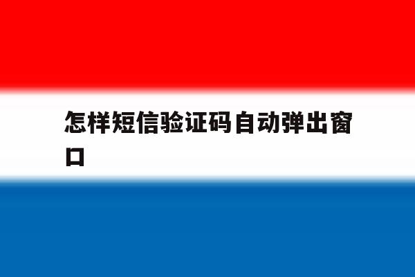 怎样短信验证码自动弹出窗口 怎样短信验证码自动弹出窗口