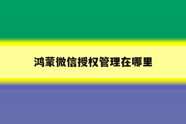 鸿蒙微信授权管理在哪里 鸿蒙微信授权管理在哪里
