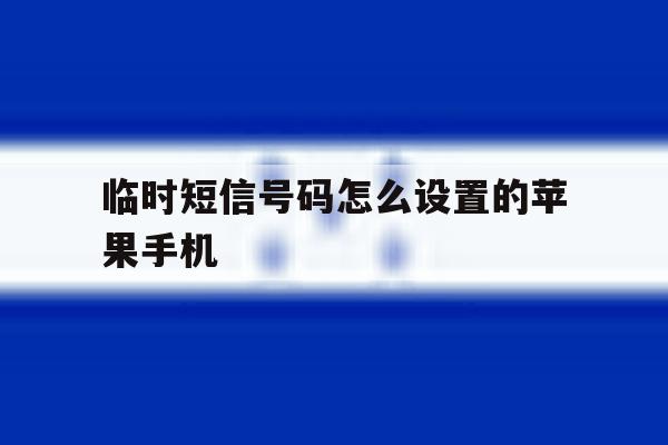 关于临时短信号码怎么设置的苹果手机的信息 关于临时短信号码怎么设置的苹果手机的信息