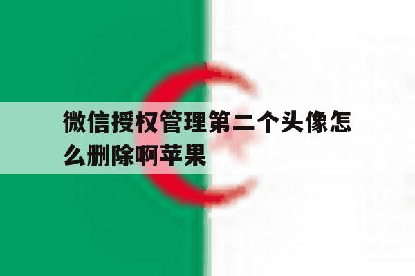 微信授权管理第二个头像怎么删除啊苹果 微信授权管理第二个头像怎么删除啊苹果