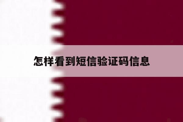 怎样看到短信验证码信息 怎样看到短信验证码信息