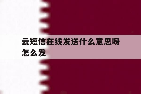 包含云短信在线发送什么意思呀怎么发的词条 包含云短信在线发送什么意思呀怎么发的词条