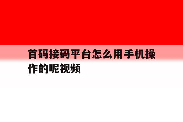 首码接码平台怎么用手机操作的呢视频 首码接码平台怎么用手机操作的呢视频